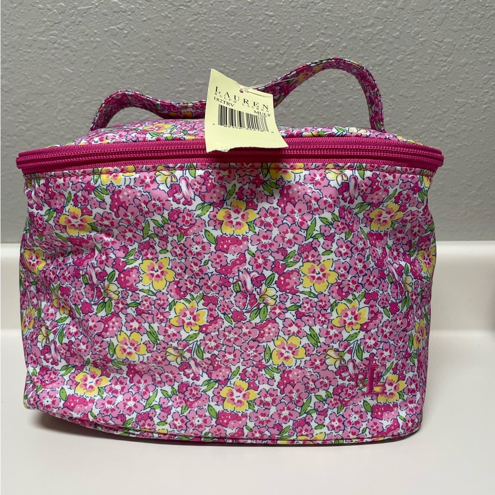 Ralph Lauren Pink Floral Travel/Makeup Bag
